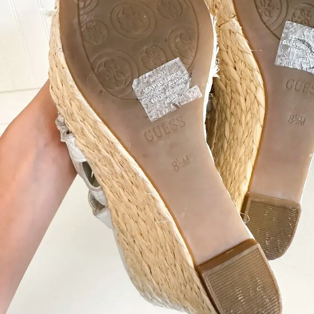 Guess White Wedge Sandals